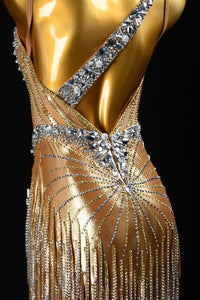 Custom Latin Competition Dress | Crystal Fringe Dance Costume