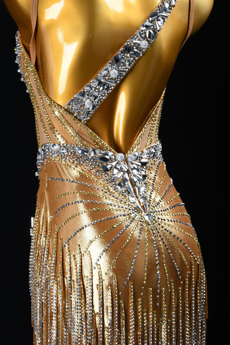 Custom Latin Competition Dress | Crystal Fringe Dance Costume