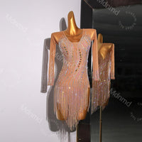 Professional Latin Competition Dress - Handmade Rhinestone Salsa Outfit