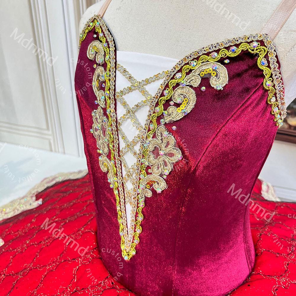 Custom Red Professional Ballet Tutu | Don Quixote Kitri Variation Costume | Classical Pancake Tutu