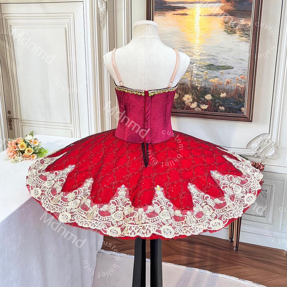 Custom Red Professional Ballet Tutu | Don Quixote Kitri Variation Costume | Classical Pancake Tutu