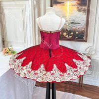 Custom Red Professional Ballet Tutu | Don Quixote Kitri Variation Costume | Classical Pancake Tutu