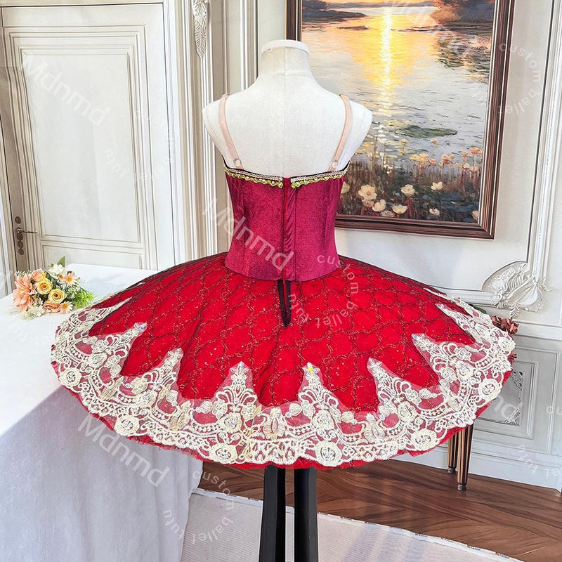 Custom Red Professional Ballet Tutu | Don Quixote Kitri Variation Costume | Classical Pancake Tutu