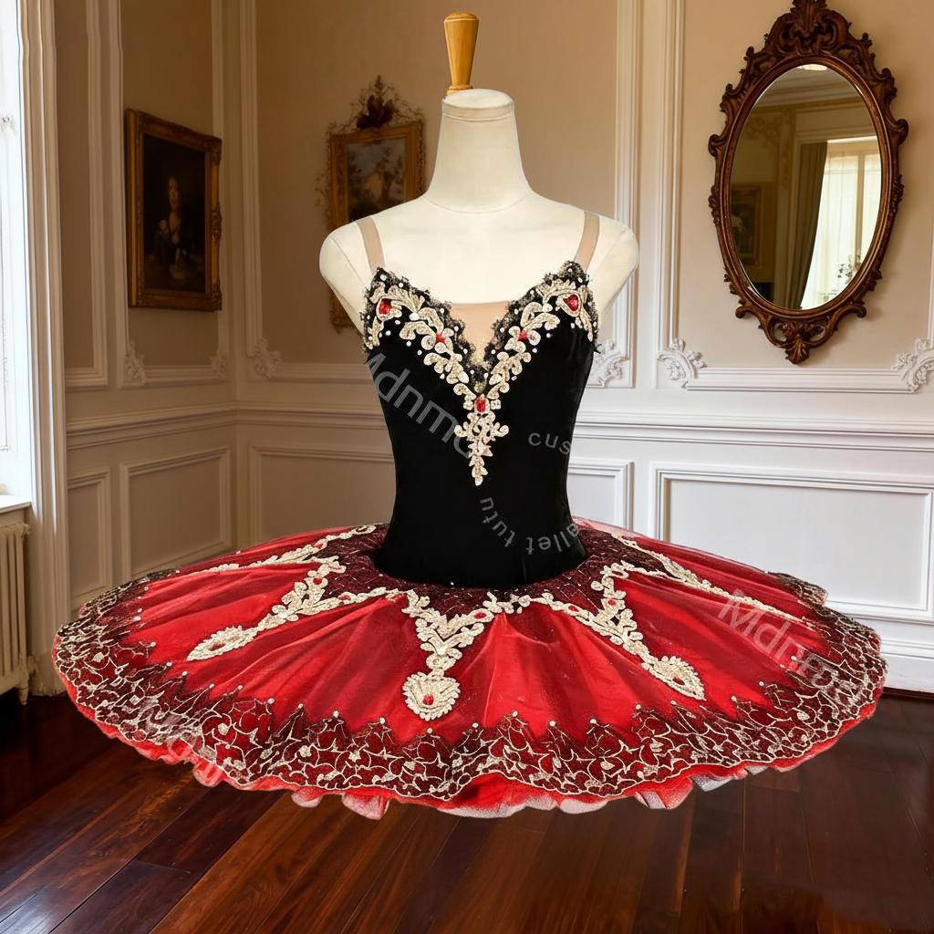 Black Red Professional Ballet Tutu | Don Quixote Kitri Classical Pancake Tutu