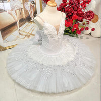 White Swan Professional Ballet Tutu | Swan Lake Odette Costume, Stretch Bodice, Feather Accents