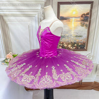 Purple Professional Ballet Tutu | Gold Embroidery Classical Princess Variation Dance Costume | Custom Ballet Dress