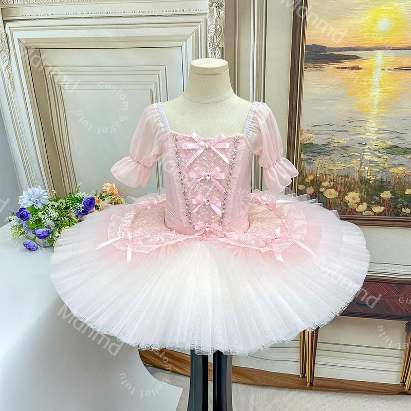Custom Pink Classical Ballet Tutu - Romantic Puff Sleeve
