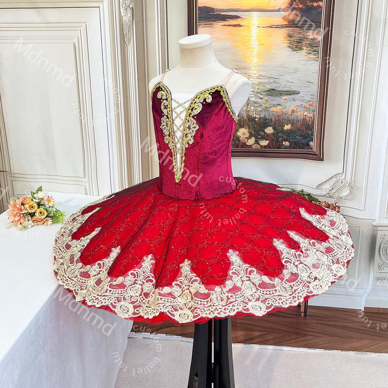 Custom Red Professional Ballet Tutu | Don Quixote Kitri Variation Costume | Classical Pancake Tutu