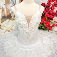 White Swan Professional Ballet Tutu | Swan Lake Odette Costume, Stretch Bodice, Feather Accents