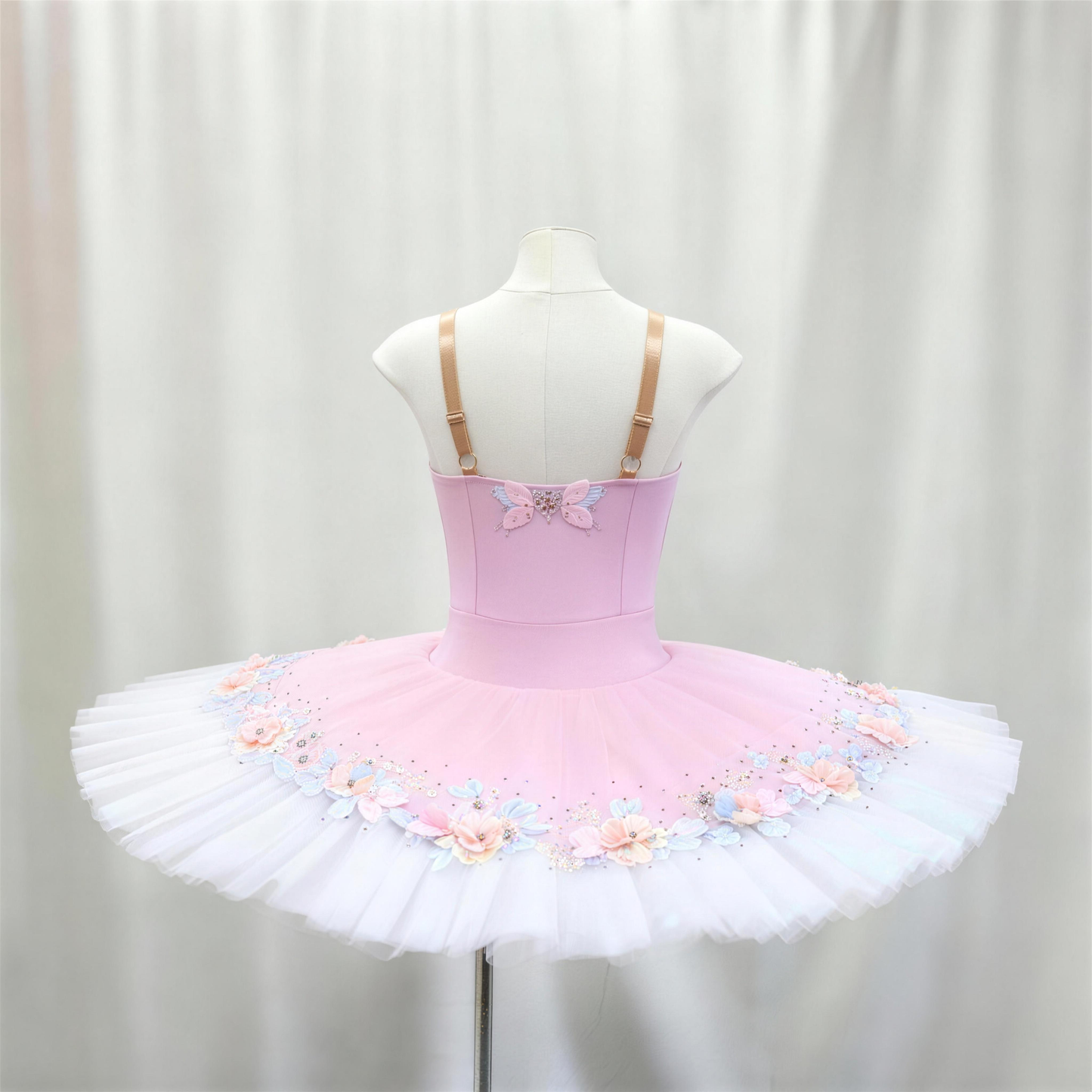 Handmade Pancake Tutu Floral Applique Professional Ballet Stage Performance Costume-MDT1894