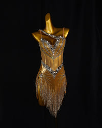 Gold Crystal Sunburst Latin Dance Dress