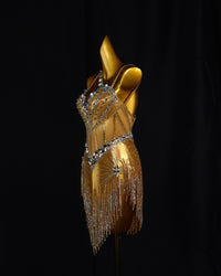 Gold Crystal Sunburst Latin Dance Dress