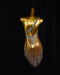 Gold Crystal Sunburst Latin Dance Dress