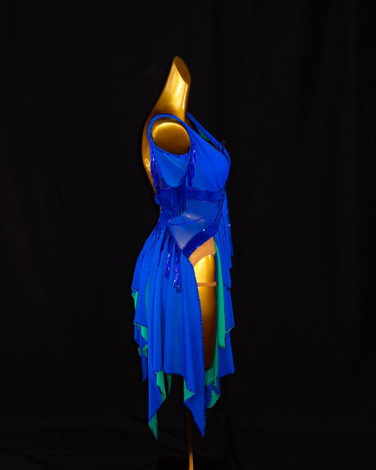 Royal Blue Tiered Latin Dance Dress
