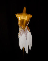 White Pearl Lattice Latin Dance Dress