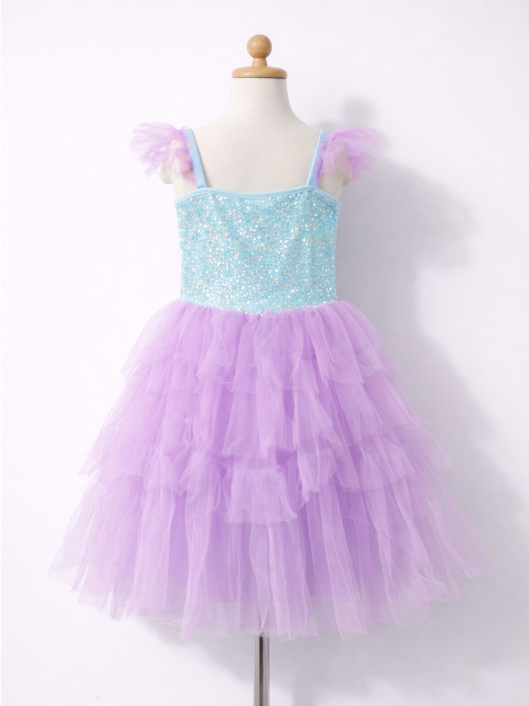 Girls Mermaid Princess Dress – Sequin & Tulle Birthday Party Costume-ALP0103