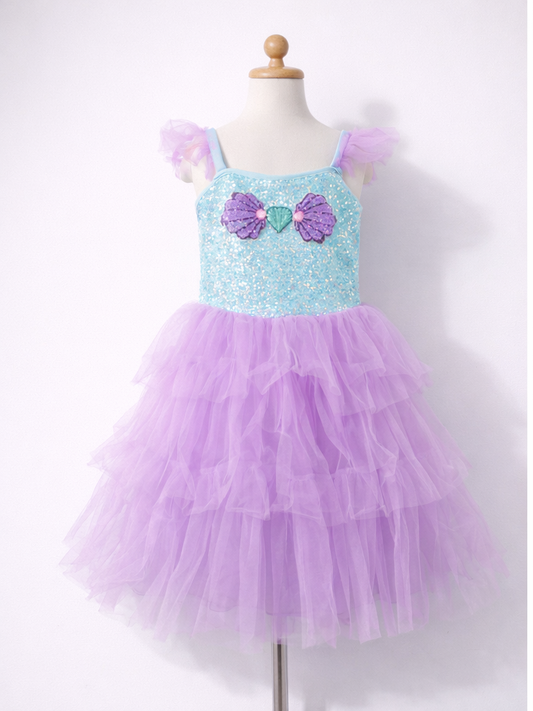 Girls Mermaid Princess Dress – Sequin & Tulle Birthday Party Costume-ALP0103