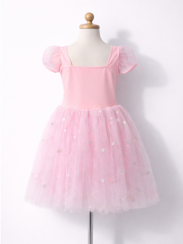 Pink Sparkle Princess Tutu Dress for Girls | Gold Accent Party Outfit-ALP0104