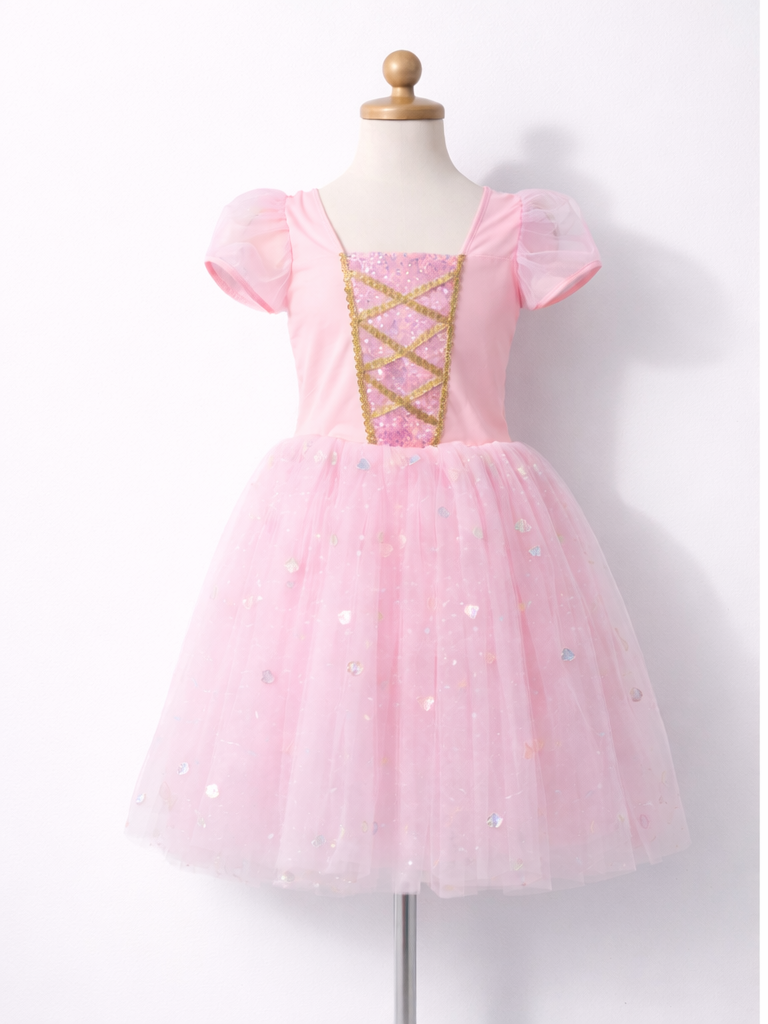Pink Sparkle Princess Tutu Dress for Girls | Gold Accent Party Outfit-ALP0104